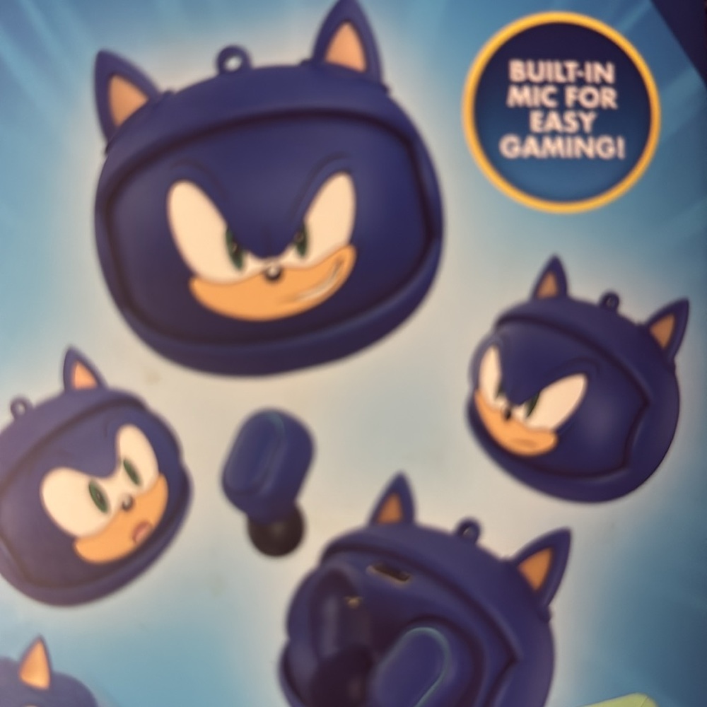 Sonic and hedgehog Wireless earbuds new package gift rechargeable cord included